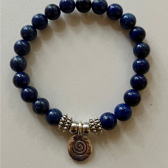 Dark Blue Lapis Handcrafted Bead Bracelet - Picture 5 of 6